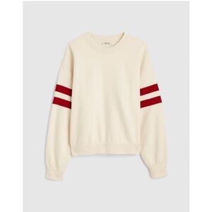 Madewell Crewneck Varsity Sweatshirt Cream Red Pullover Women’s Small NWT